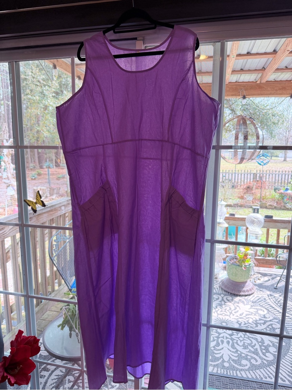 Sleeveless Purple Midi Dress with Pockets